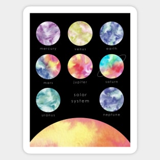 Minimalist Watercolors Solar System Sticker